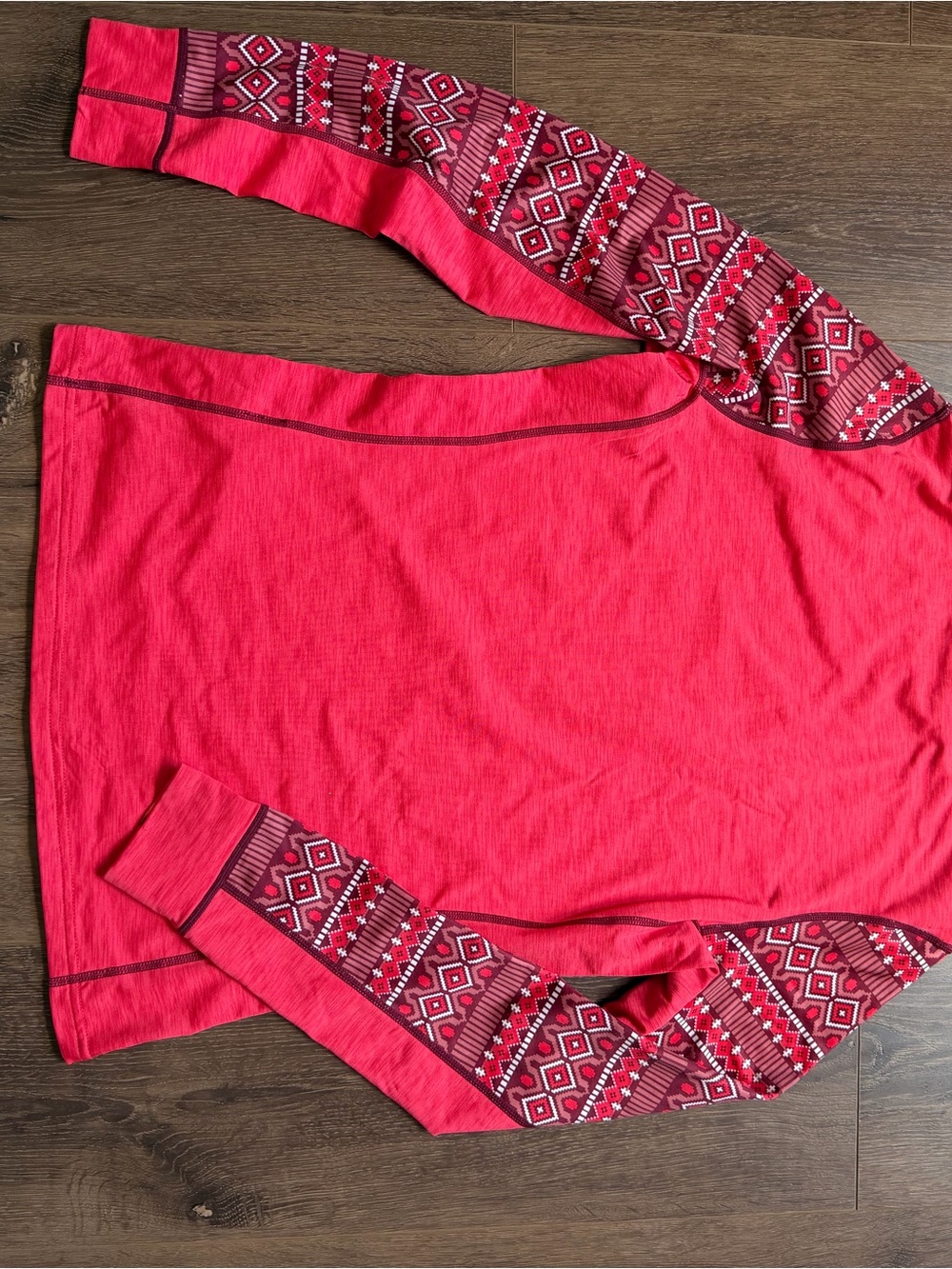 Kari Traa Red Knit Patterned Long Sleeve Top